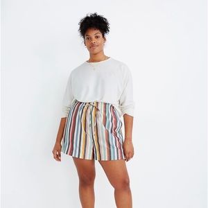 Madewell Smocked Waist Pull - On Shorts in Rainbow Stripe